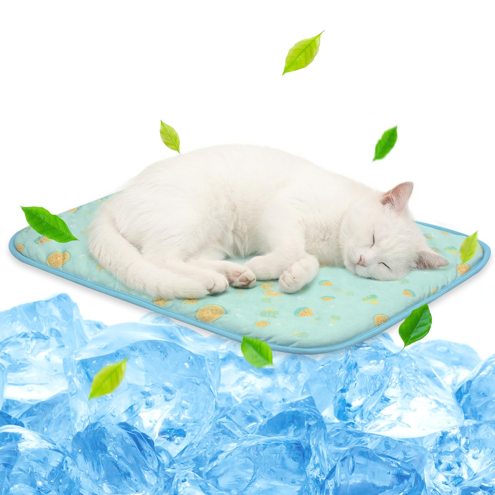 NWK Tappetino refrigerante per animali domestici, tappetino rinfrescante in seta ghiacciata per cani e gatti, portatile e lavabile, coperta per sedili auto, letti per l'estate (frutta verde, S (50 x