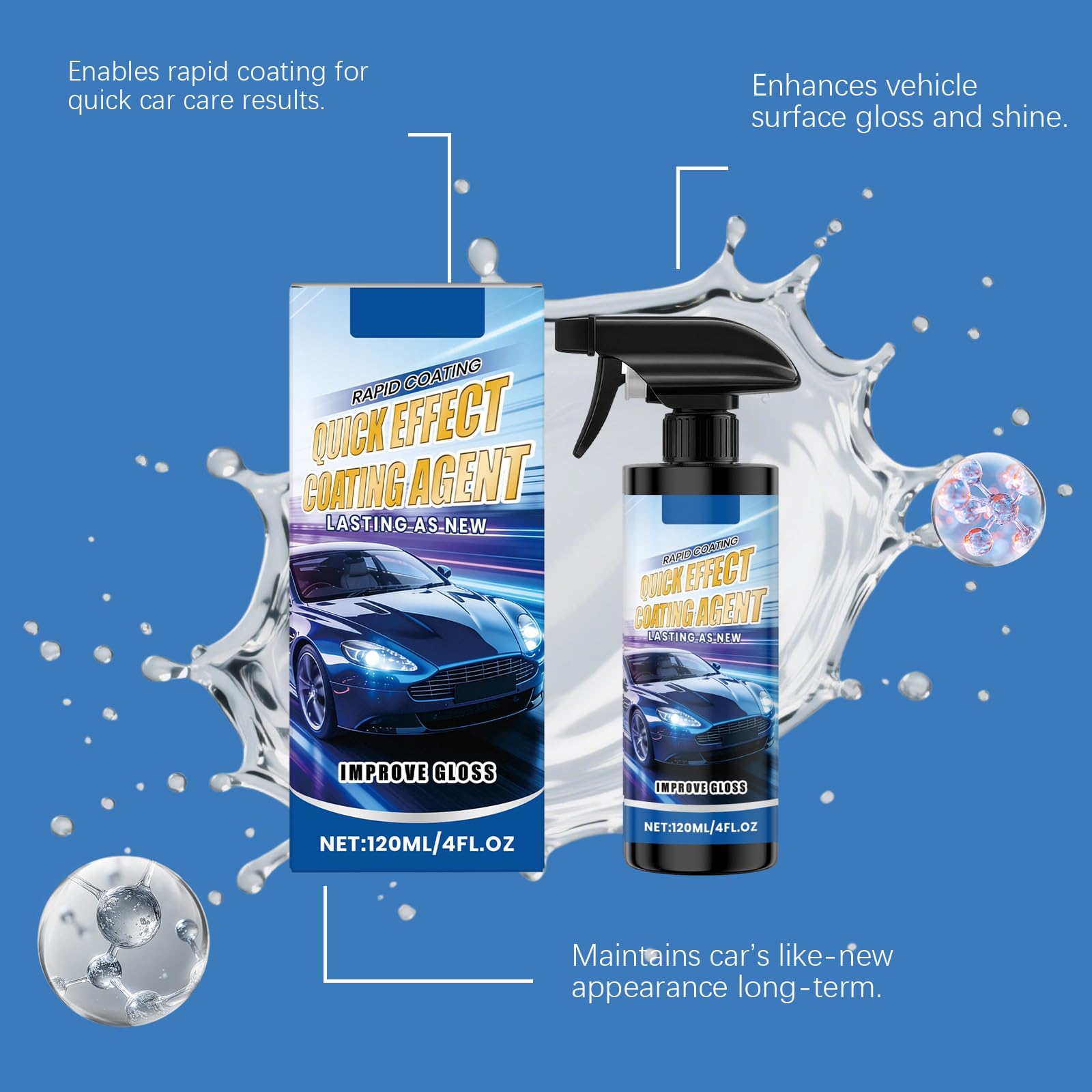 Zaawansowany spray ceramiczny szybko działający do powlekania samochodu, hydrofobowa powłoka 3 w 1 i mycie bez wody, odporny na zarysowania wosk polerski i ochrona lakieru, środek czyszczący do (6
