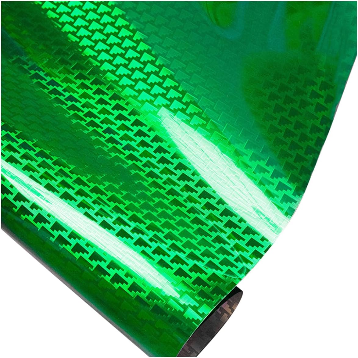 Queenbox 15.7x59.8in Aircraft Pattern Plated Car Vinyl Wrap, Forged Carbon Fiber Self Adhesive Auto Decal Sticker, Green
