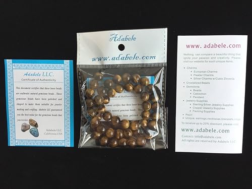 Miniatura 7 de Adabele - 2 hebras de piedras preciosas curativas de ojo de tigre amarillo de grado A de 0.315 pulgadas (0.315 in), cuentas sueltas redondas,