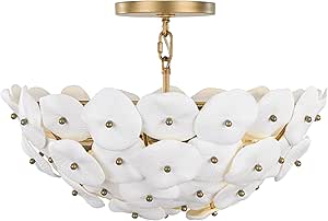 Metropolitan N1823-732 Coastlyn 22" 3-Light Semi-Flush Mount - Legacy Brass with White Ceramic