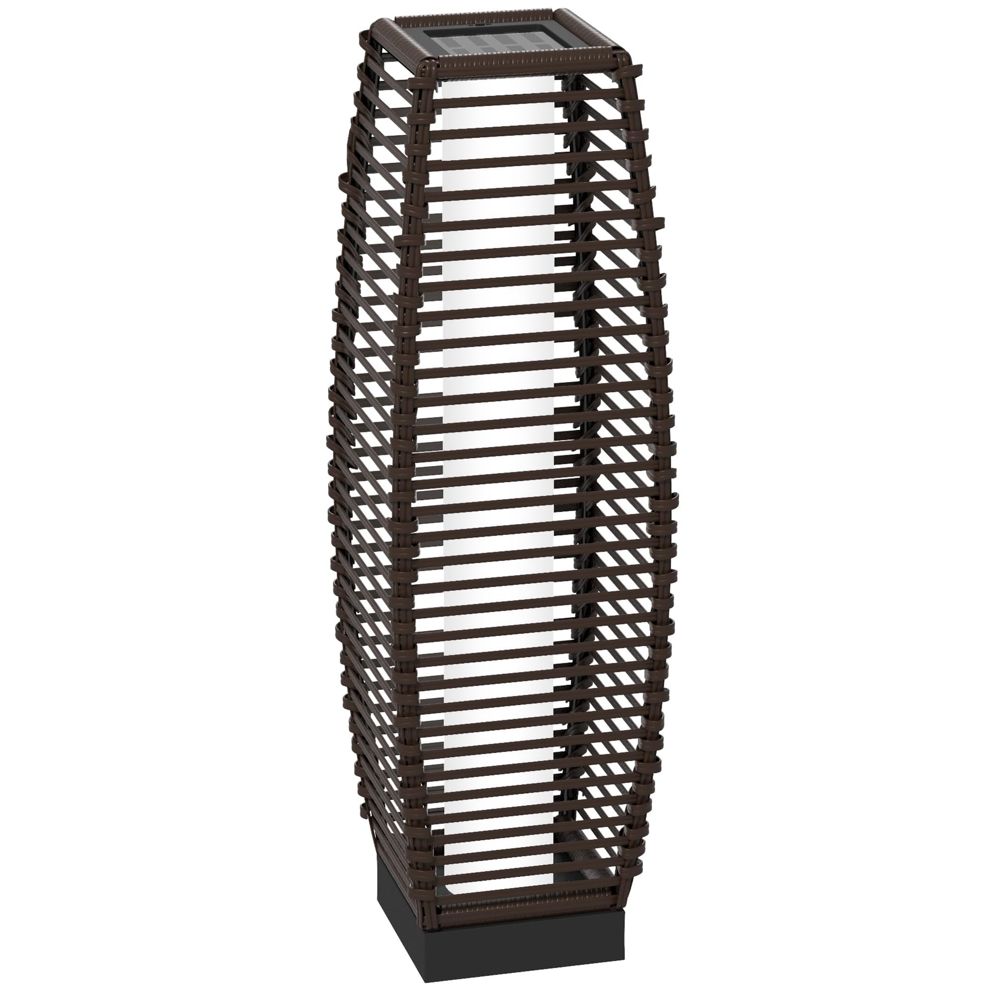Outsunny Brown And White Rattan Solar Floor Lamp, 68Cm Tall Outdoor Garden Lantern Pathway Light & Decorative Lighting With Auto On/Off Led Lights, Ip44, For Porch, Yard, Courtyard, Deck, Brown
