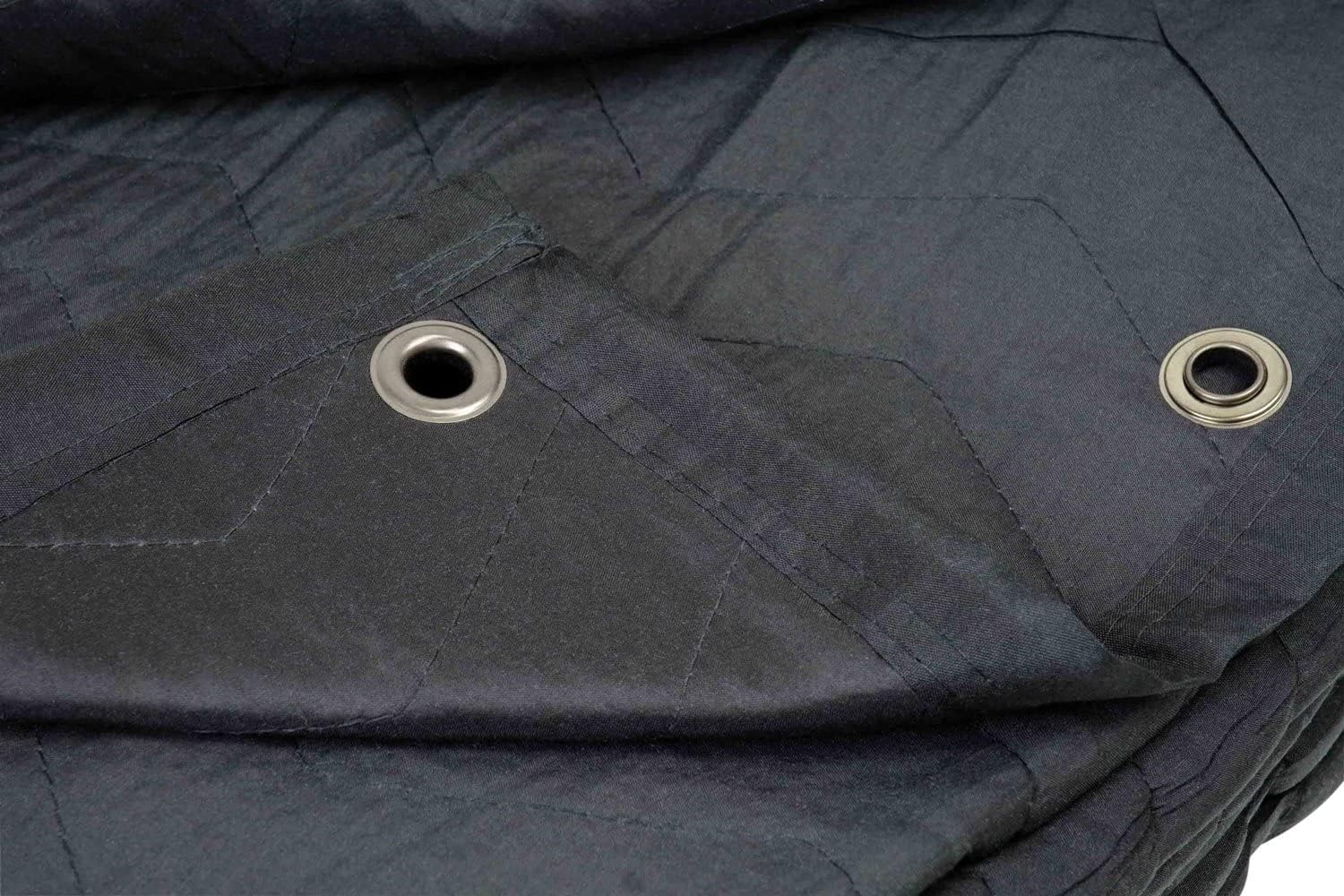 Mytee Products 4 Pack Small Black Sound Dampening Blanket with Grommets - 48" x 48" - Moving Blanket with Sound Absorption - Cotton/Polyester Woven (Machine Washable)