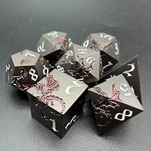 DNDND DND Dice, 7 PCS Metallic D&D Dice Set with Random Color Gift Case for Dungeons & Dragons, Tabletop Games Glitter Purple with Black