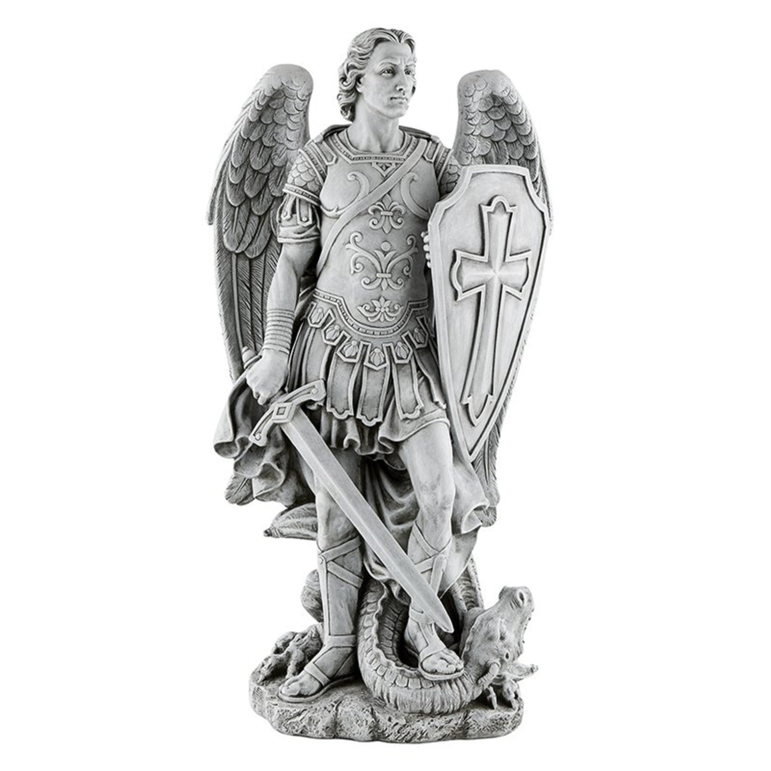 Avalon Gallery Garden Statue - Archangel Saint Michael The Warrior Indoor/Outdoor Catholic Sculpture, 24" Tall, Medium