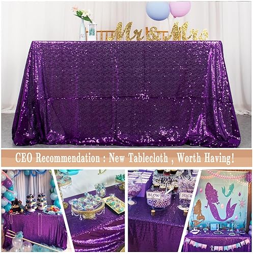 Miniatura 7 de ShiDianYi Mantel de Lentejuelas Rectangular 50x72 Pulgadas Manteles Morados para Fiestas Cubierta de Mesa Rectangular Sobremesa Tela de Lentejuelas