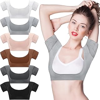 6 Pcs Underarm Sweat Vest Breathable Underarm Sweat Pads Armpit Sweat Proof Shirt Washable Armpit Sweat Pads for Woman Girls Ladies Underarm Sweat Protector (Dark Color, Large)