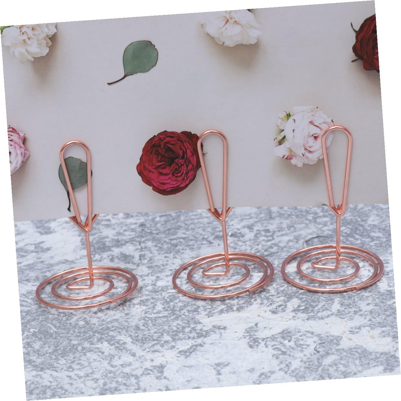 NUOBESTY 60pièces Clips Mémos Métalliques Forme De Diamant Porte-photos Et Notes Pour Mariage Et Décoration De Table Rose