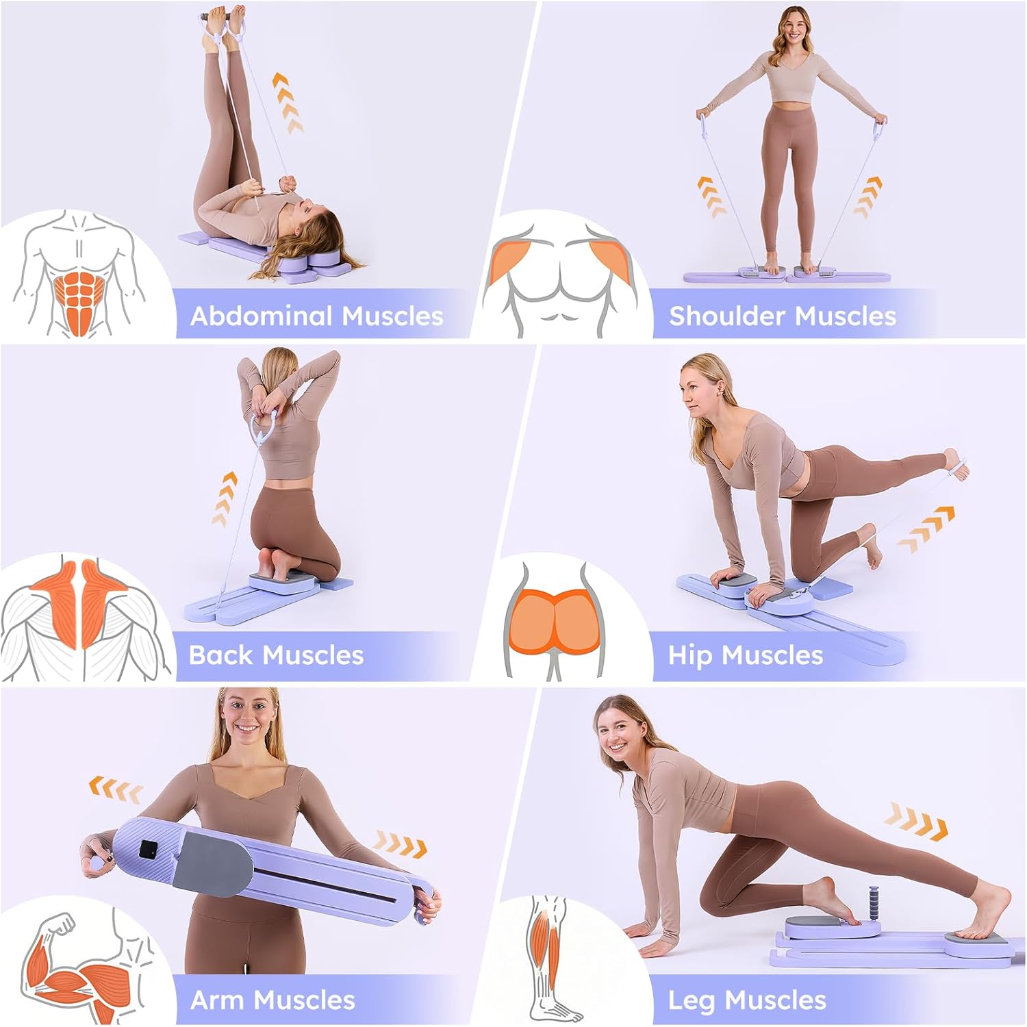 Pilates Reformer Board, 10 in 1 Multifunctional Pilates Board Set for Home Workout, Portable Pilates Reformer Machine with Resistance Bands, LED Counter & Timer & Calorie