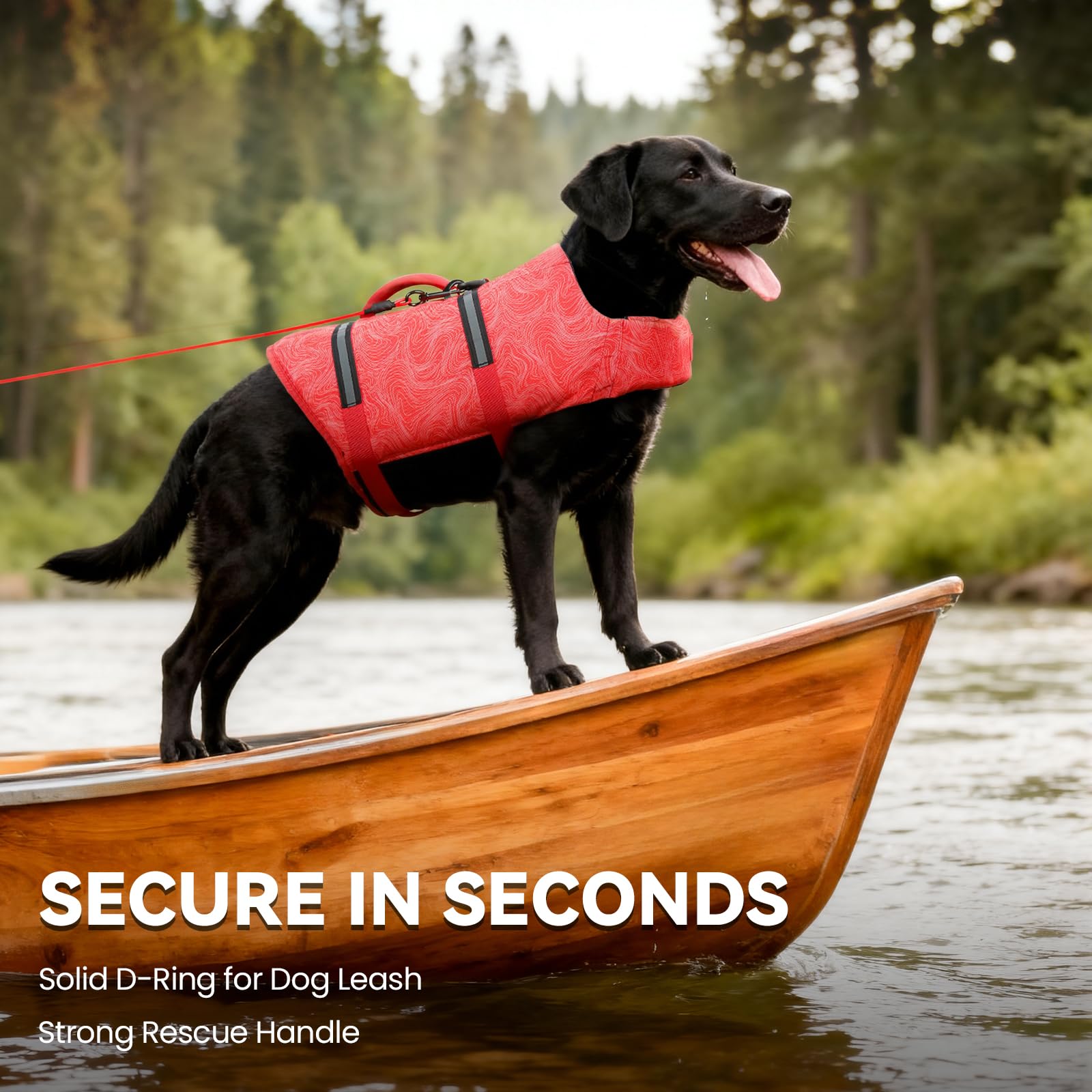 VIVAGLORY Rip Stop Gilet de Sauvetage pour Chien, Veste Flottante, Aide Natation Flottabilité, Sécurité Bateau, L, Rouge