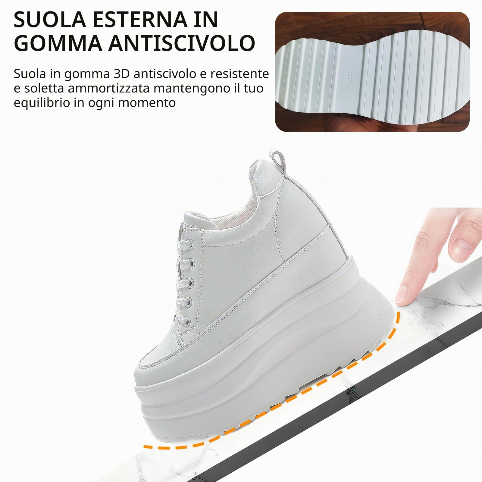 AONETIGER Sneakers Zeppa Donna Pelle Leggere Tacco Interno 13 CM Gr.34-40EU | Lacci Wedges Sportive | Moda Casual Comode Antiscivolo | ideali per fitness, Tutti i giorni, Ufficio e Tempo libero