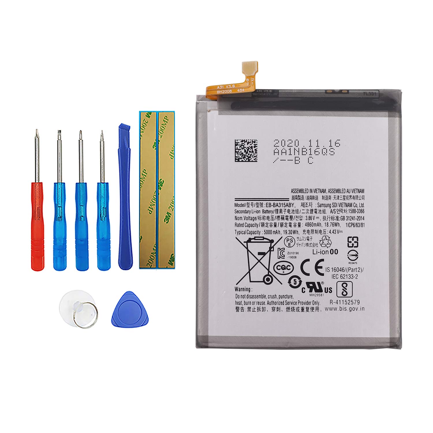 Vvsialeek EB-BA315ABY Replacement Battery Compatible with Samsung Galaxy A31 2020 SM-A315F A315F with Toolkit