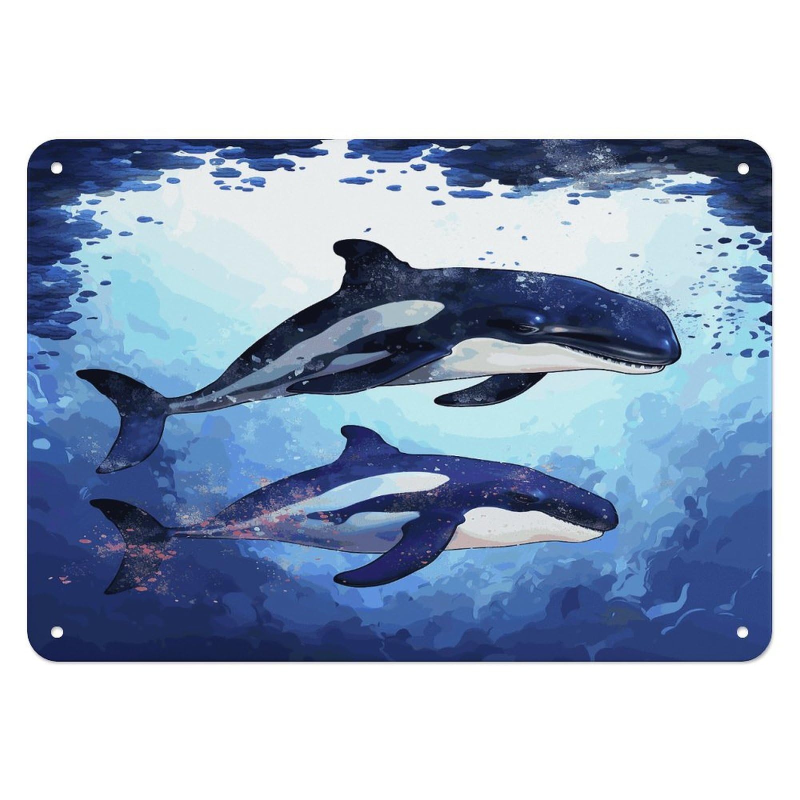 Fekiloot Style Orca Killer Whale Wall Decor Iron Painting Metal Sign