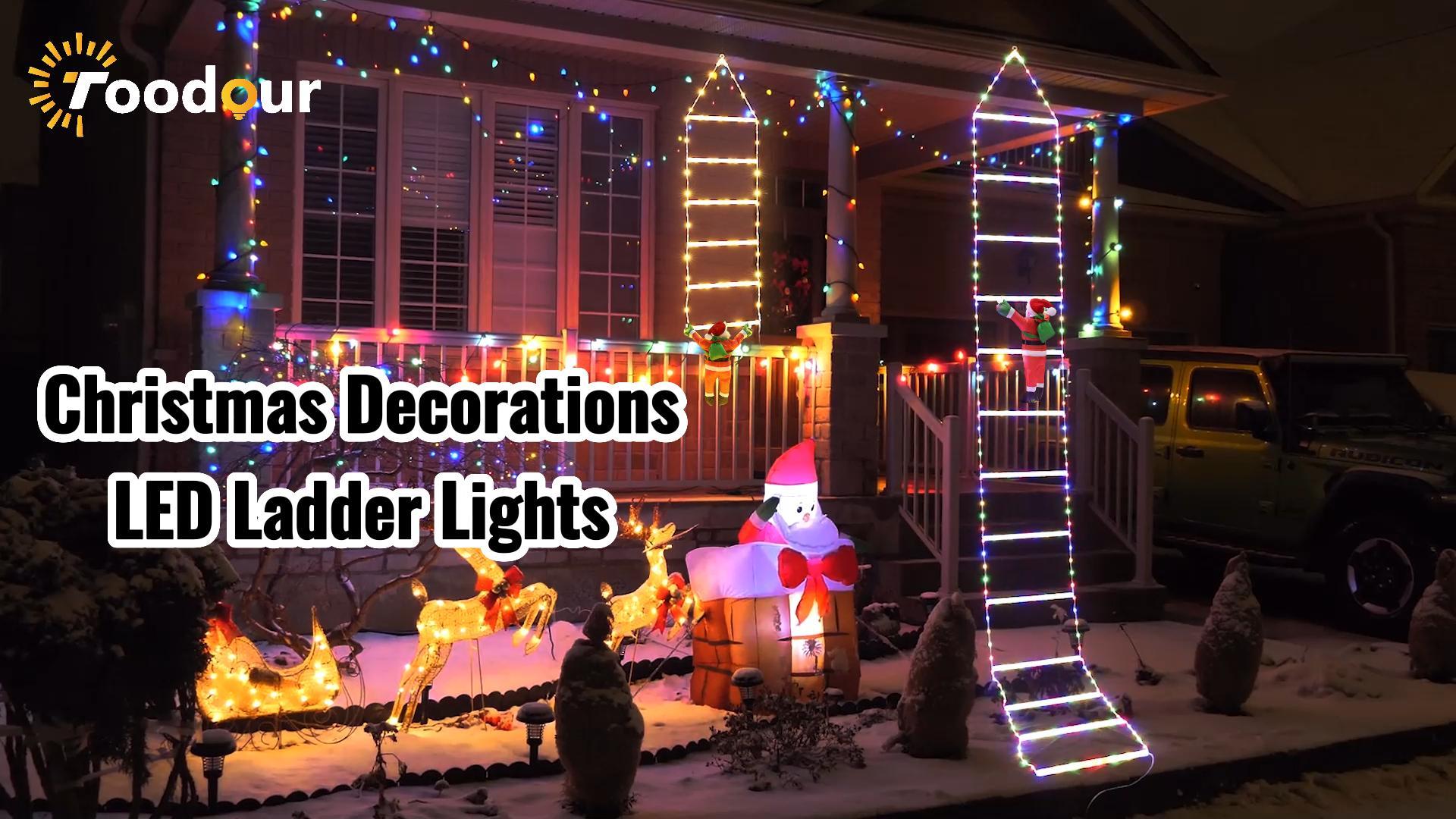 Toodour LED Christmas Light - Christmas Decorative Ladder Lights with Santa Claus, Christmas Decorations Lights for Indoor Outdoor, Window, Garden, Home, Wall, Xmas Tree Decor (2.5FT, Warm White) - Image 8