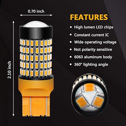 Miniatura 10 de PHINLION 7440 7443 Bombillas LED rojas de luz trasera de freno, 2800 lúmenes, súper brillante, 3014 103-SMD 7441 7444, bombilla LED para parada de