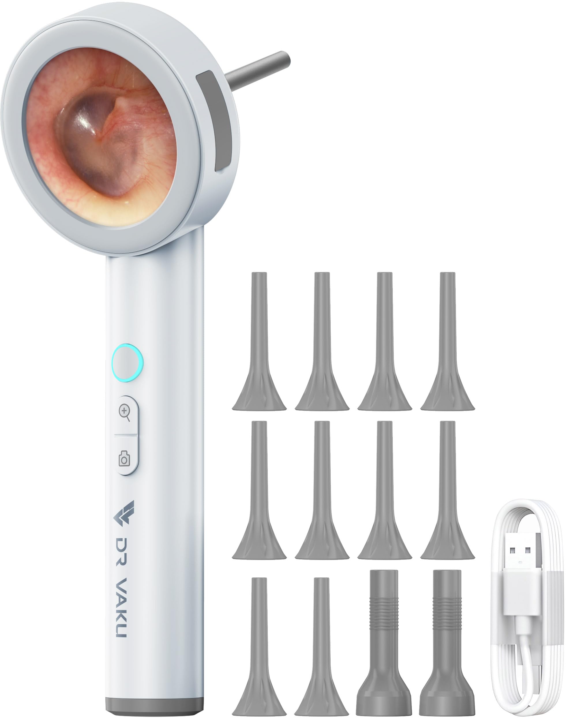 DR VAKU® Digital Otoscope Smart Ear Inspection Kit with 1.8 inch IPS Screen 1080p HD Camera & 6 LED Lights for Nose, Throat, Dental, Skin Video Recording SD Card Support + 13 Silicone Tips Free- White-image-11
