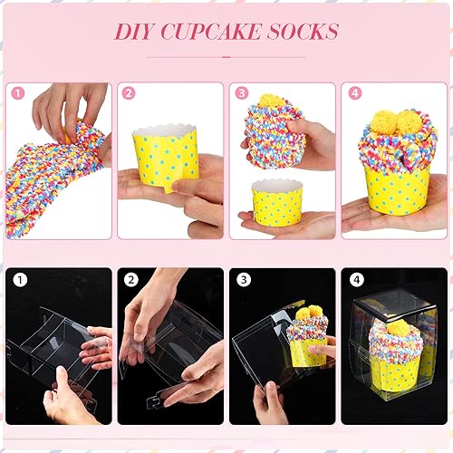 Miniatura 7 de SATINIOR 4 Pairs Christmas Fuzzy Cupcake Socks for Women Girl Fluffy Slipper Socks DIY Gift Boxes for Winter Valentines