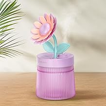 Cute Flower Mini Humidifier, 260ml Sunflower Desktop Humidifiers for Bedroom, Portable Small Cool Mist Humidification For Home, Baby Nursery, Office & Indoor Plants (Purple)