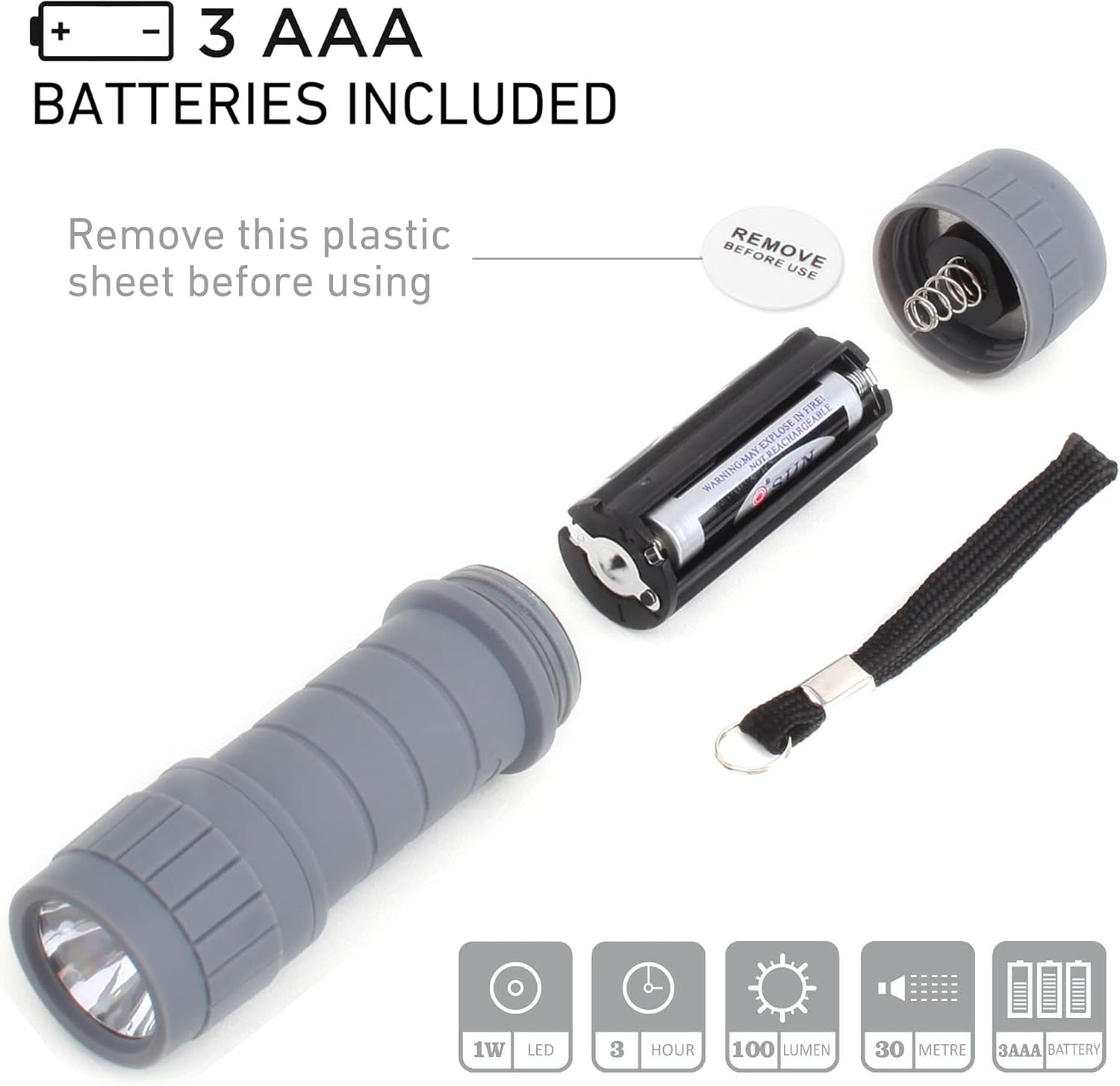 SEAMAGIC 6-Pack Professional Outdoor Mini Flashlights Set, Super Bright 100 Lumen LED Flashlights for Kids, Small Flashlights Pack with 18-Piece AAA Dry Batteries Included - - 