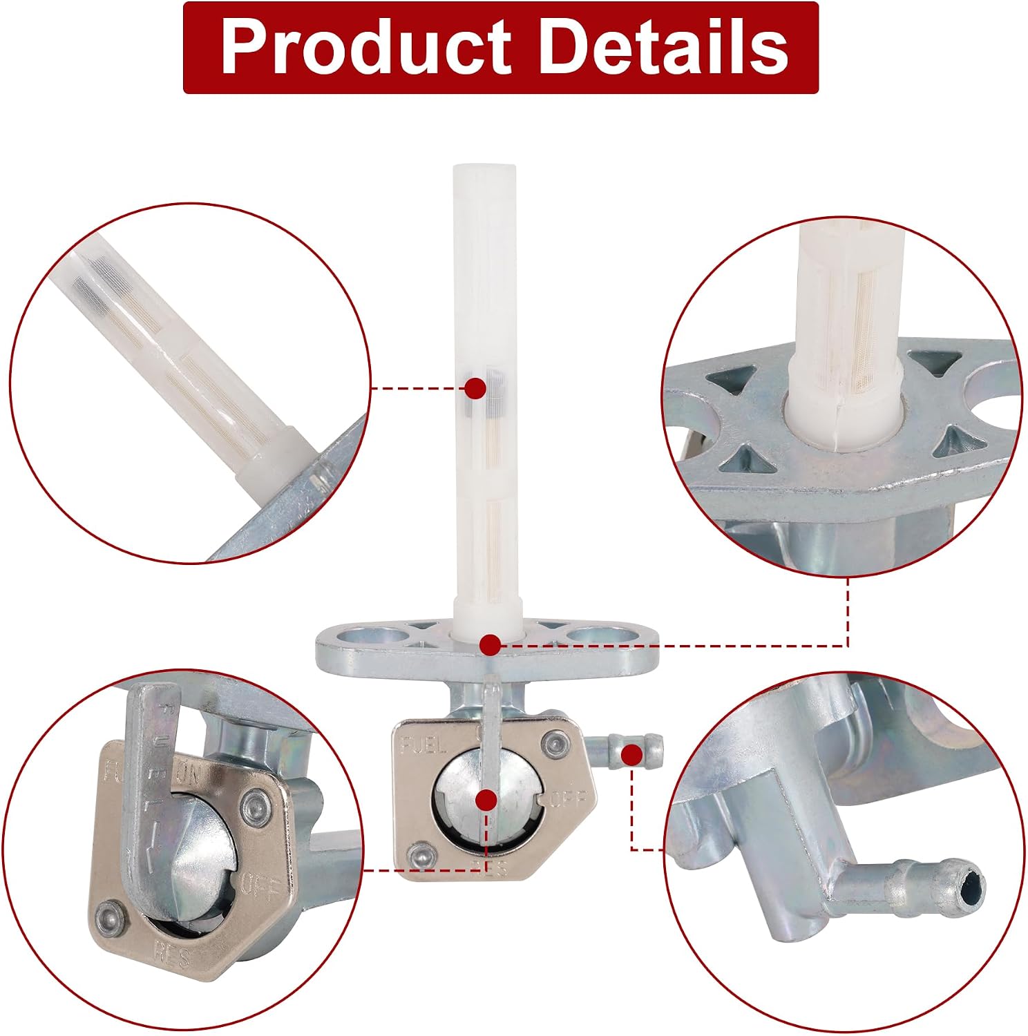 RUTU 16950-GCF-671 Fuel Petcock Valve with Fuel Filter for Honda XR50R XR70R XR80R XR100R CRF50F CRF70F CRF80F CRF100F CRF150F CRF230F ATV Dirt Bike 16950-GEL-701 16950-GN1-871