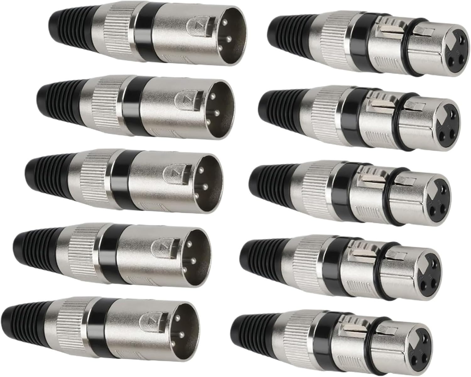 5 Pairs 3 Pin Female Male MIC Jack Audio Microphone Cable Wire Connector Power Adapter Blue NG4S Repair Replacement(Black 5 Pairs)