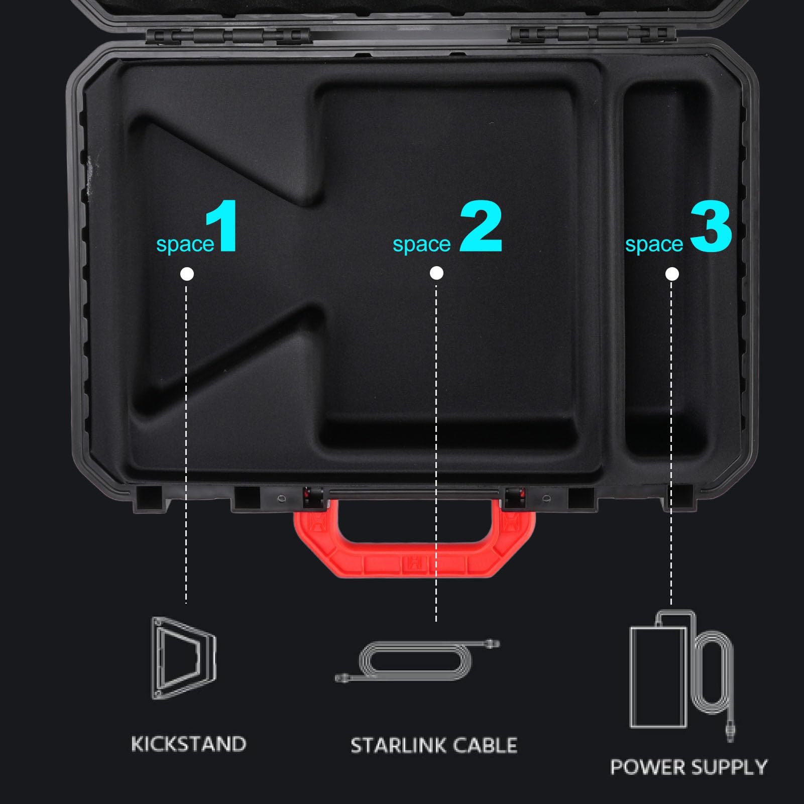 Satelliten-Tragetasche, Reisetasche aus Hartem Eva-Schaum, für Satellitenschüssel-Kit, Netzteil, Ständer, Zubehör für Camping Im Freien