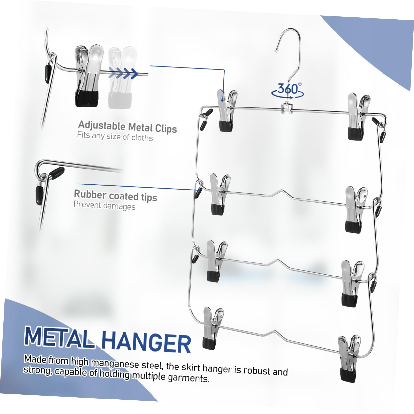 Grucce Per Gonne Multistrato in Acciaio Grucce Per Pantaloni Con Clip Robuste Organizer Per Armadio