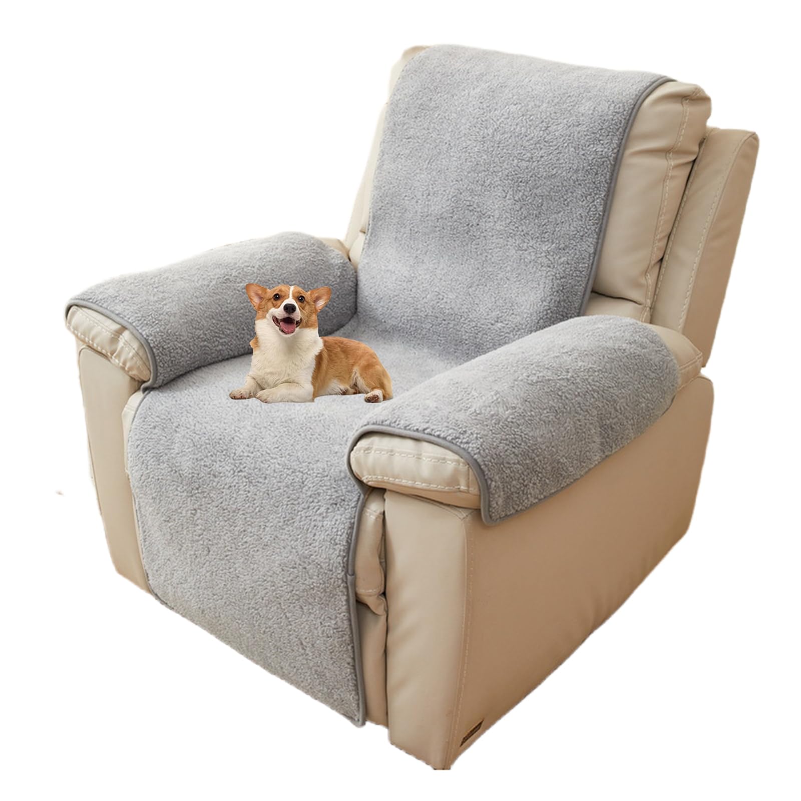 Funda Sillón Reclinable 1 Plaza Relax, Funda para Butaca Relax Reclinable, Fundas Sofá Ajustables Gatos, Protector De Muebles De Sala (Gris Claro,56X207cm (22x82 Pulgadas))