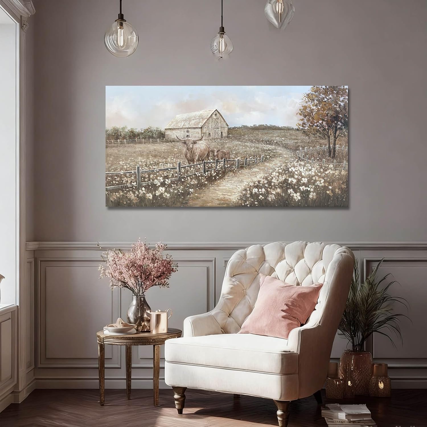 LEVERUP Flower Printings Pictures Artwork Landscape Canvas Wall Art Animal Wall Pictures Animal Home Decorations for Dining Room Kitchen 20×40 Inches