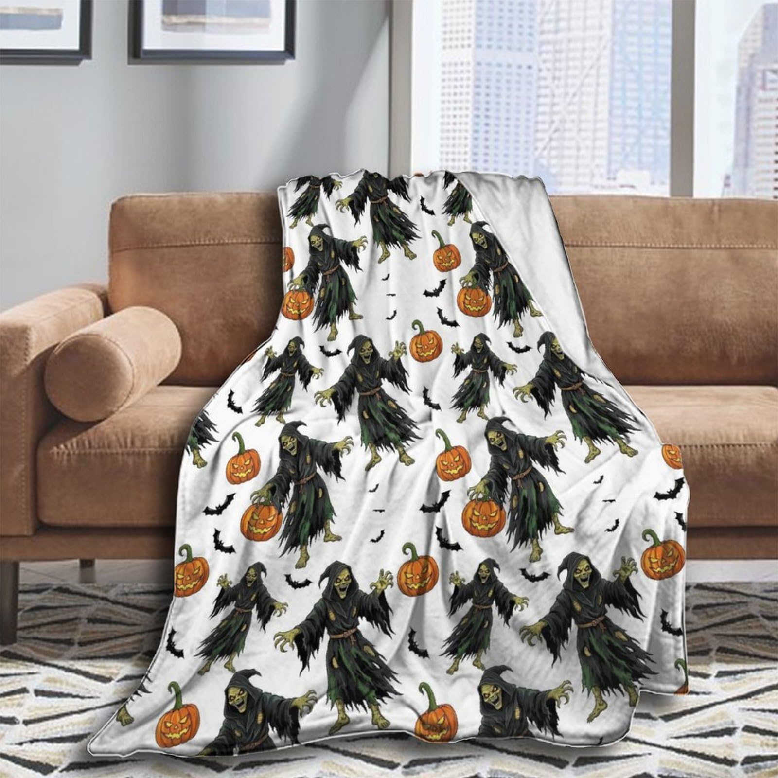 Oudrspo Throw Blanket for Couch Soft Skull and Crossbones Blankets and Throws for Sofa