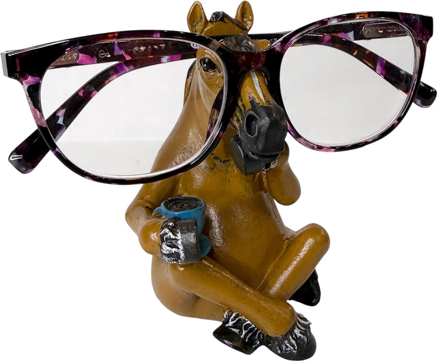 Top Brass Horse Eyeglass Holder Stand – Whimsical Resin Reading Glasses & Sunglasses Holder, Decorative Horse Glasses Rest, Desktop Eyewear Organizer for Home Office Nightstand