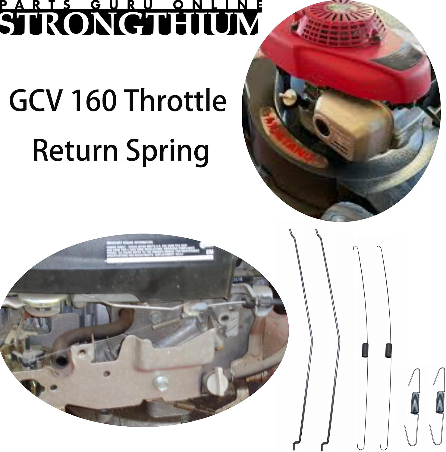 Strongthium 12PCS Throttle Return Governor Spring Rod Kit for Honda GCV160 GCV190 Engines, Replace 16561-Z0L-000 16562-ZM0-000 for HRX217 HRR216 HRB216 Lawn Mower