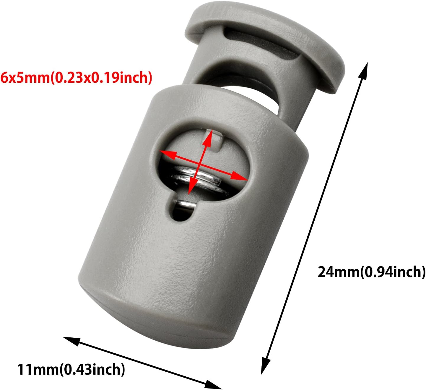 DYZD Plastic Cord Lock End Spring Stop Toggle Stoppers Heavy Duty Cord Lock Ideal for Lanyard,Luggage,Clothing,Backpack and Various Kinds of Outdoor and Gym Products(10PCS,Grey)