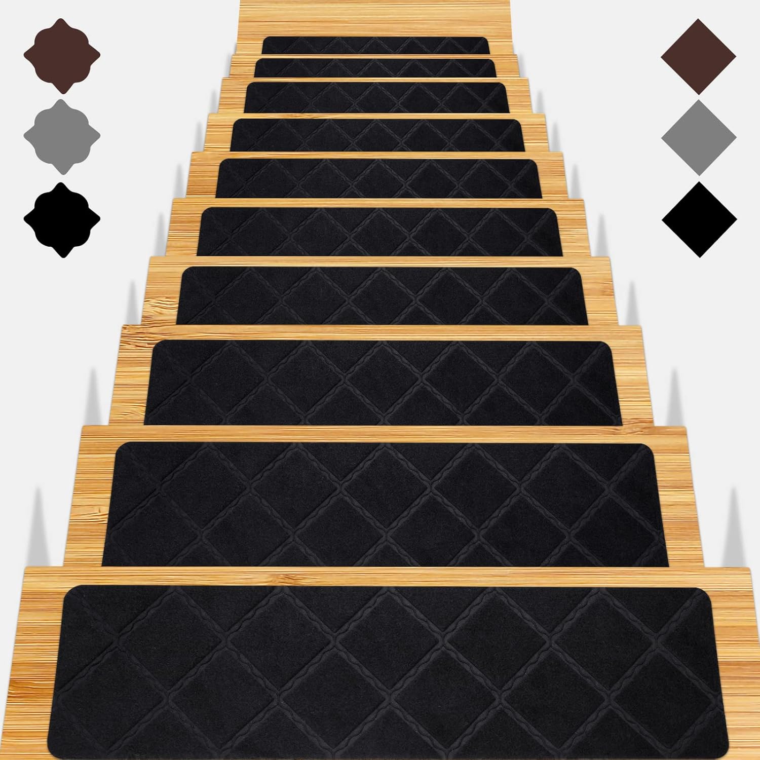 Stair Treads for Wooden Steps 15pcs - 8x30in Carpet Stairs Runner Indoor Non-Slip Stair Mats for Kids Elders