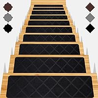 Gmonby 15pcs Non-Slip Carpet Stair Treads 8x30in for Wooden Steps - Safe Indoor Mats for Kids, Elders & Pets