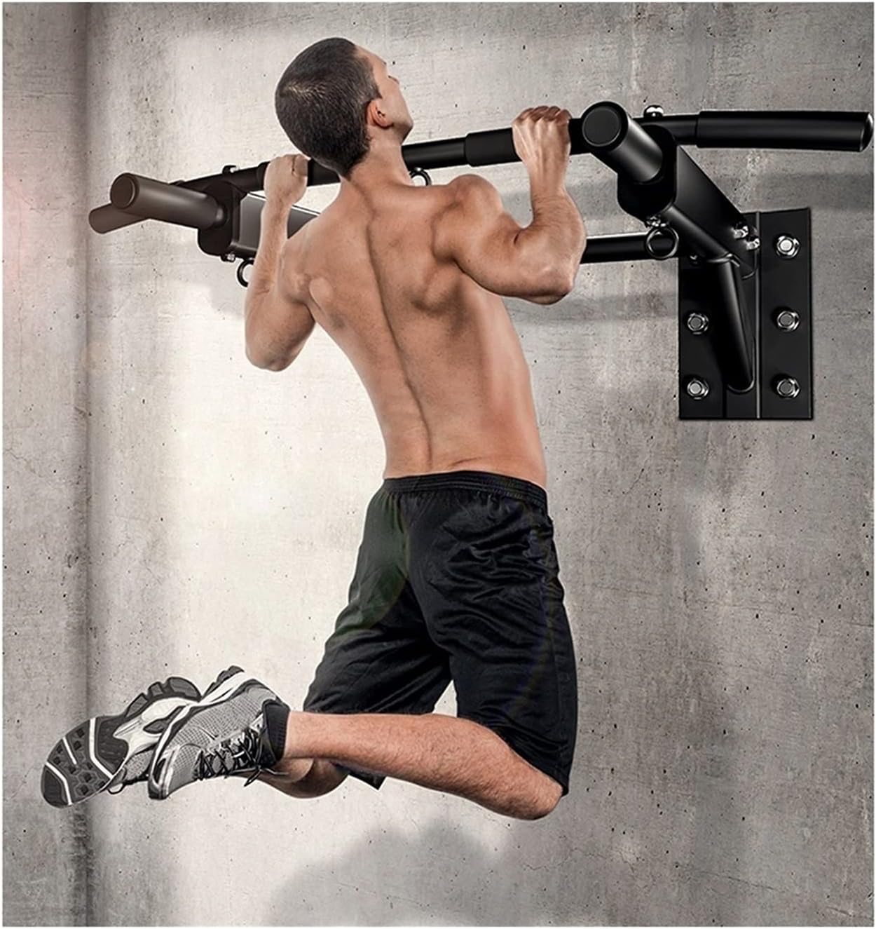 Heavy Punch Bag Wall Bracket, Fitness Equipment Sandbag Rack, Household Horizontal Bar Pull-ups for Hanging Battle Rope, Gym Accessories (Color : Black, Size : 66.5x67x28.5cm)