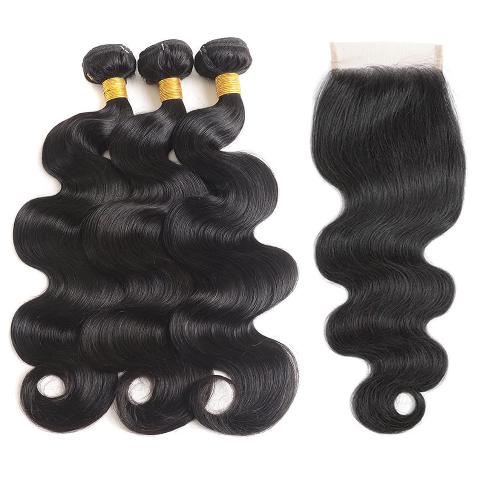 Brazilian Human Hair Extensions 3 Bundles with Lace Closure 10-14 Inch Body Wave Brazilian Human Hair Bundles with Closure - 10/12  main image 4