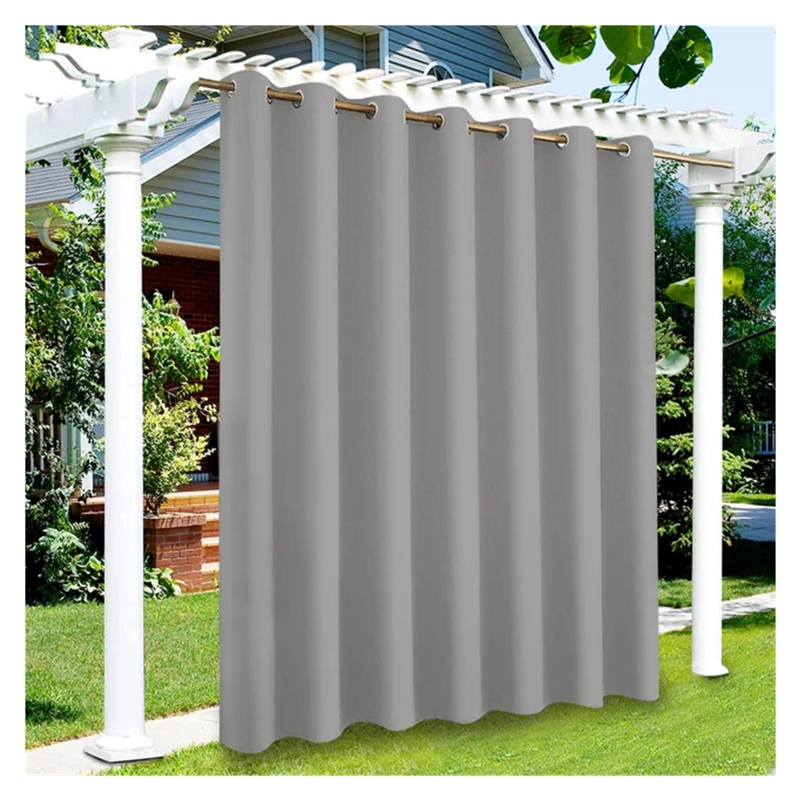 Zymjzbetic Pergola Curtain Outdoor Curtains Waterproof Garden Exterior Curtain Sunlight Blackout For Patio Porch Pergola Covered Terrace Gazebo(Light Gray,1PCS_W52XH84IN-132X213CM)