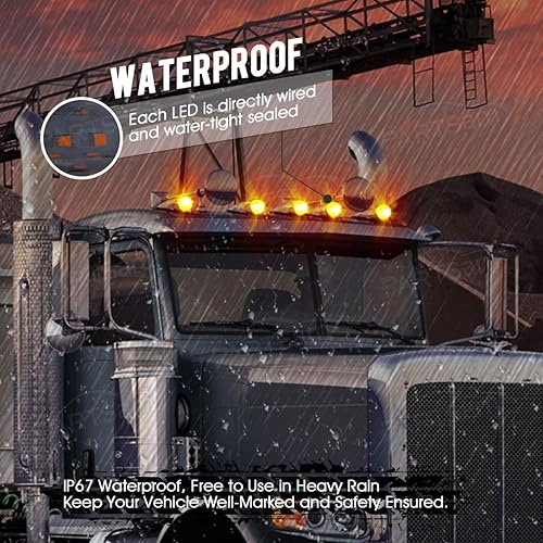 Miniatura 3 de Partsam 5 luces LED de 21 luces LED de humo para cabina de techo para correr, cromadas superbrillantes, resistentes luces de repuesto para camiones