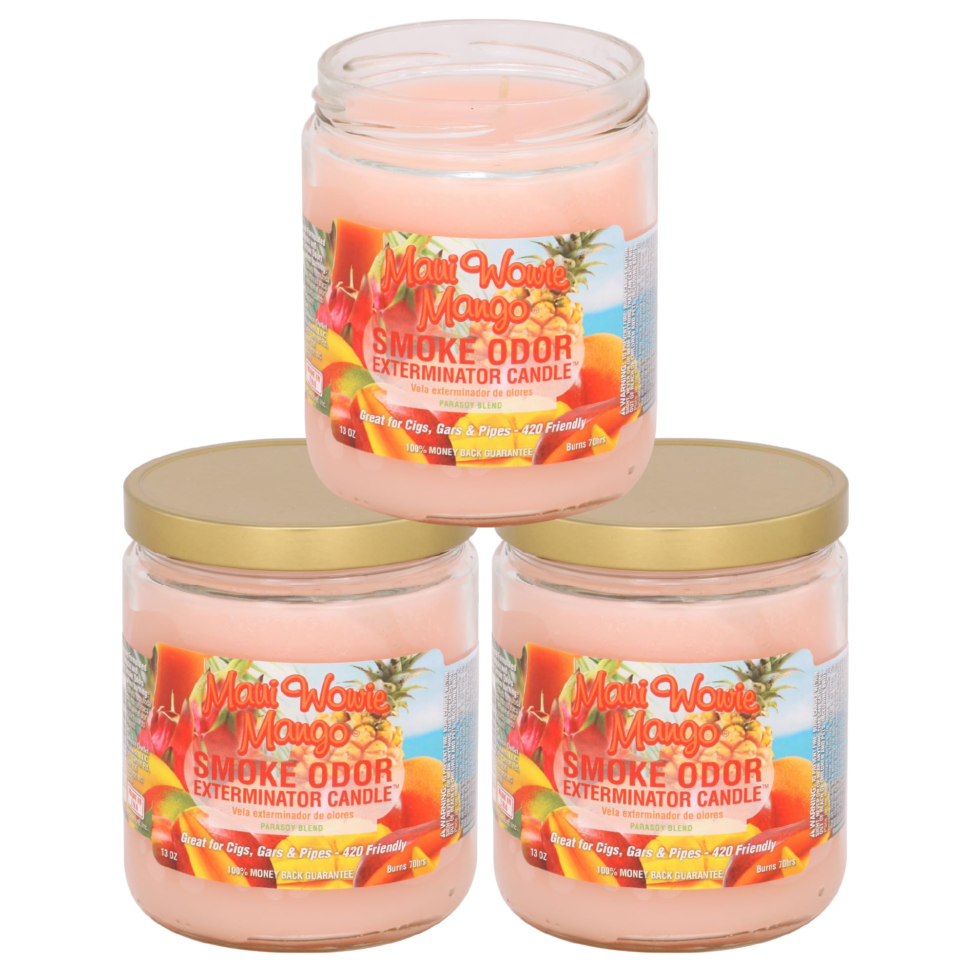 Smoke Odor Exterminator 13oz Jar Candle, Maui Wowie Mango, 13 oz (3)