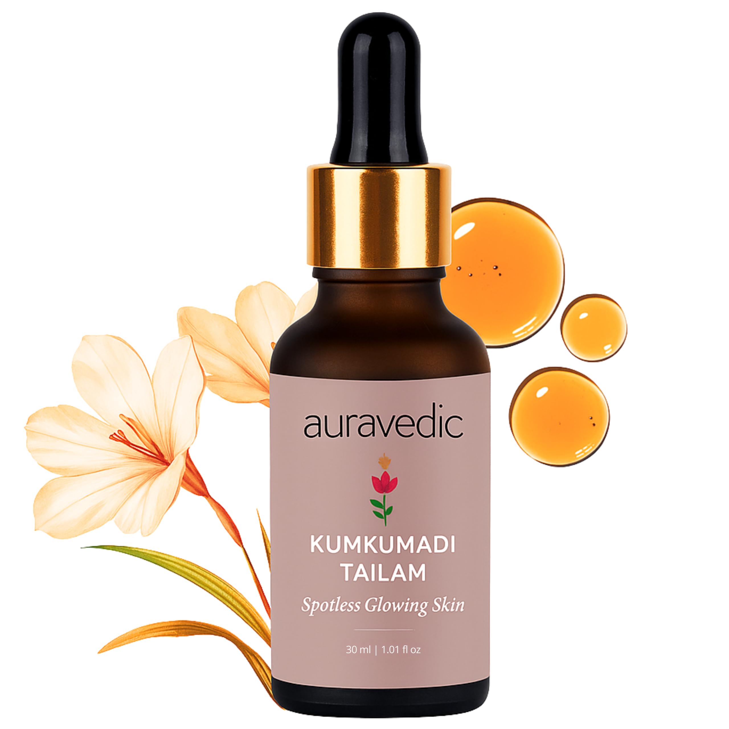 Auravedic Kumkumadi Tailam Face Oil 30 ml Kumkumadi oil for Face Serum for Glowing Skin Brightening Radiant Youthful Glow