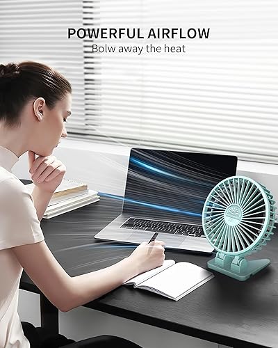 Miniatura 5 de Ventilador de escritorio, ventilador USB para escritorio, mini ventilador de escritorio, rotación de 3 velocidades, viento fuerte, ventilador de