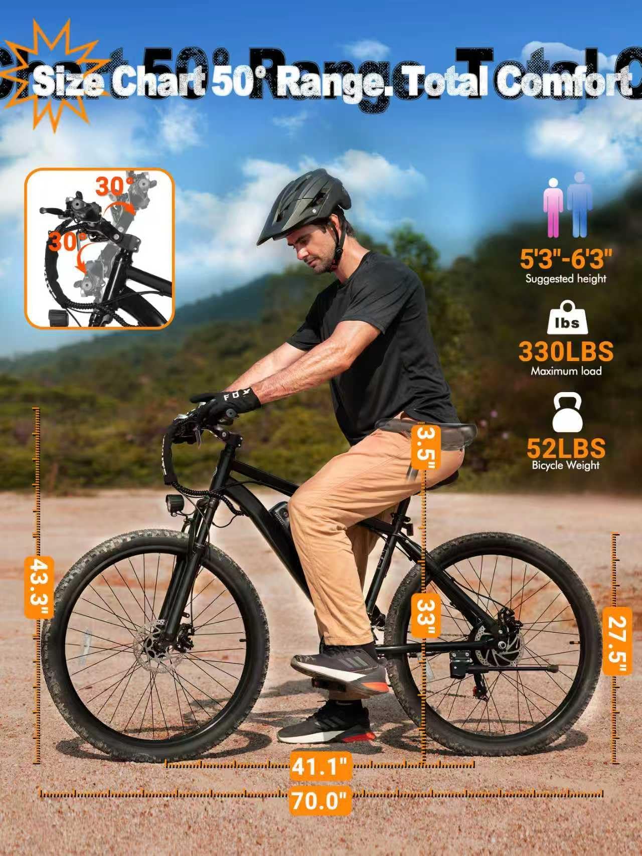 Electric Bike for Adults – 27.5" Mountain E-Bike, 21-Speed, 1200W Peak Brushless Motor 28MPH, 48V 10.4Ah Removable Battery, Up to 55 Miles Range, Step Over Commuter E-MTB