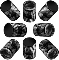 ESYVALVE Corrosion Resistant Aluminum Tire Valve Stem Caps 8 Pack Leak-Proof Universal Fit for Cars SUVs Trucks Bikes Black