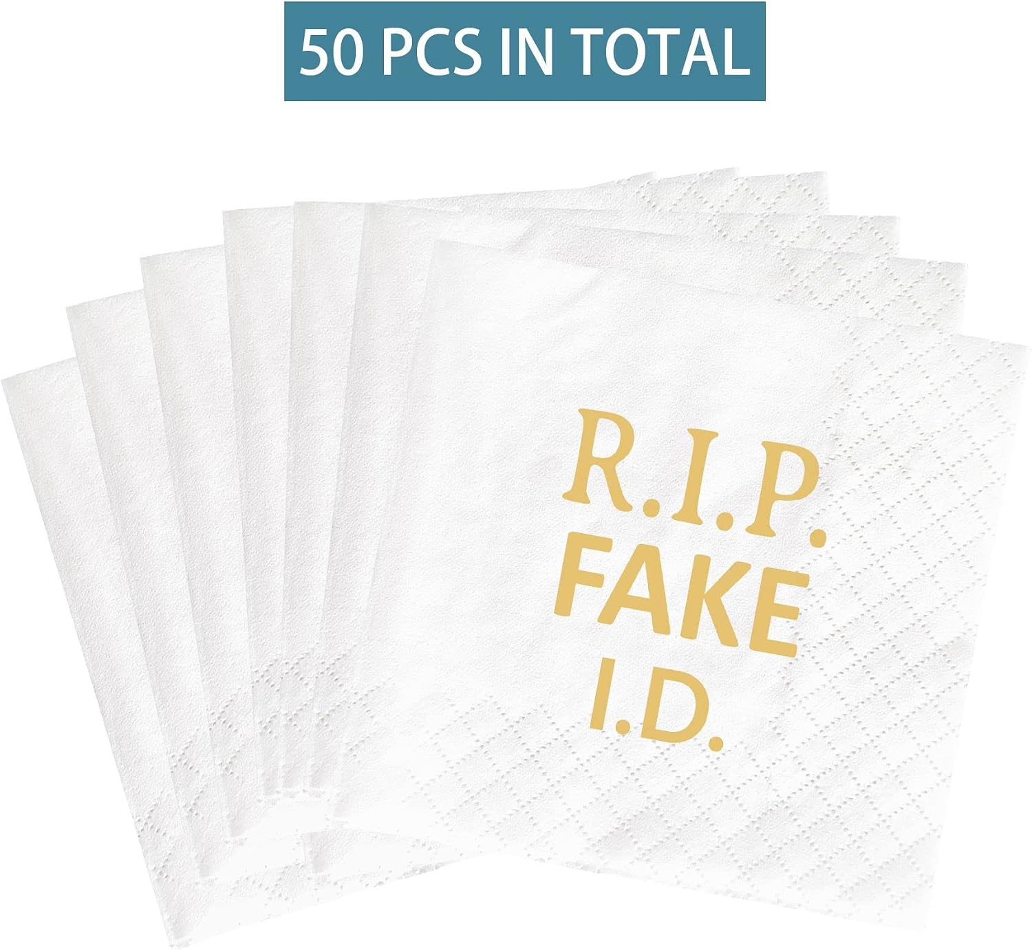 Joyiou RIP FAKE ID Napkins, 21st Birthday Decorations Party Supplies, Funny 21st Birthday Gifts, Disposable Paper Beverage Napkins, 50-Pack, 2-Ply, Folded 4.5 x 4.5 inches