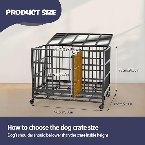 Miniatura 7 de Jaula para perros indestructible resistente, jaula para perros a prueba de escape, con ruedas bloqueables, puerta doble de alta ansiedad, jaula