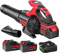 XIAZIR Akkus lombfúvó 2x4Ah 21V 3 fokozat LCD kijelzővel levelek sár hó autópor eltakarításához töltővel piros-fekete 1