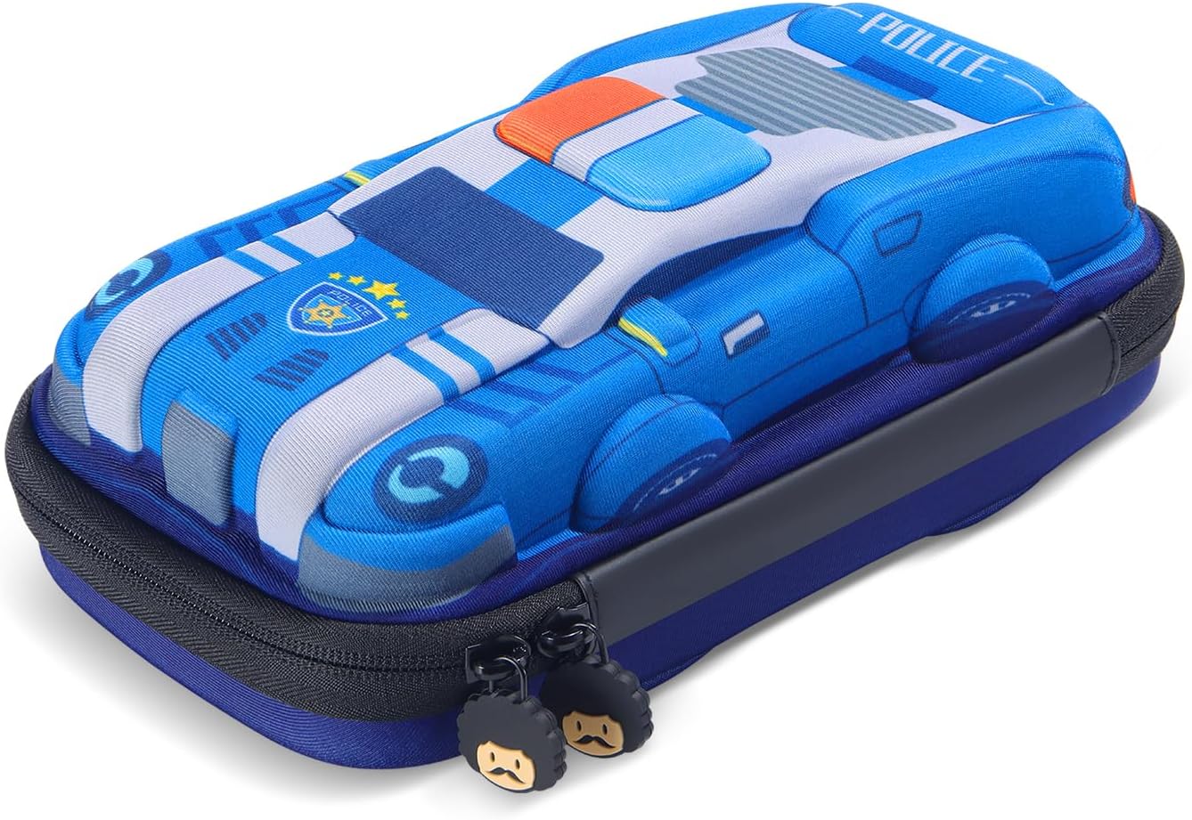 rockpapa Fun Large-Capacity Police Car Pencil Case Box for Kids Boys Girls