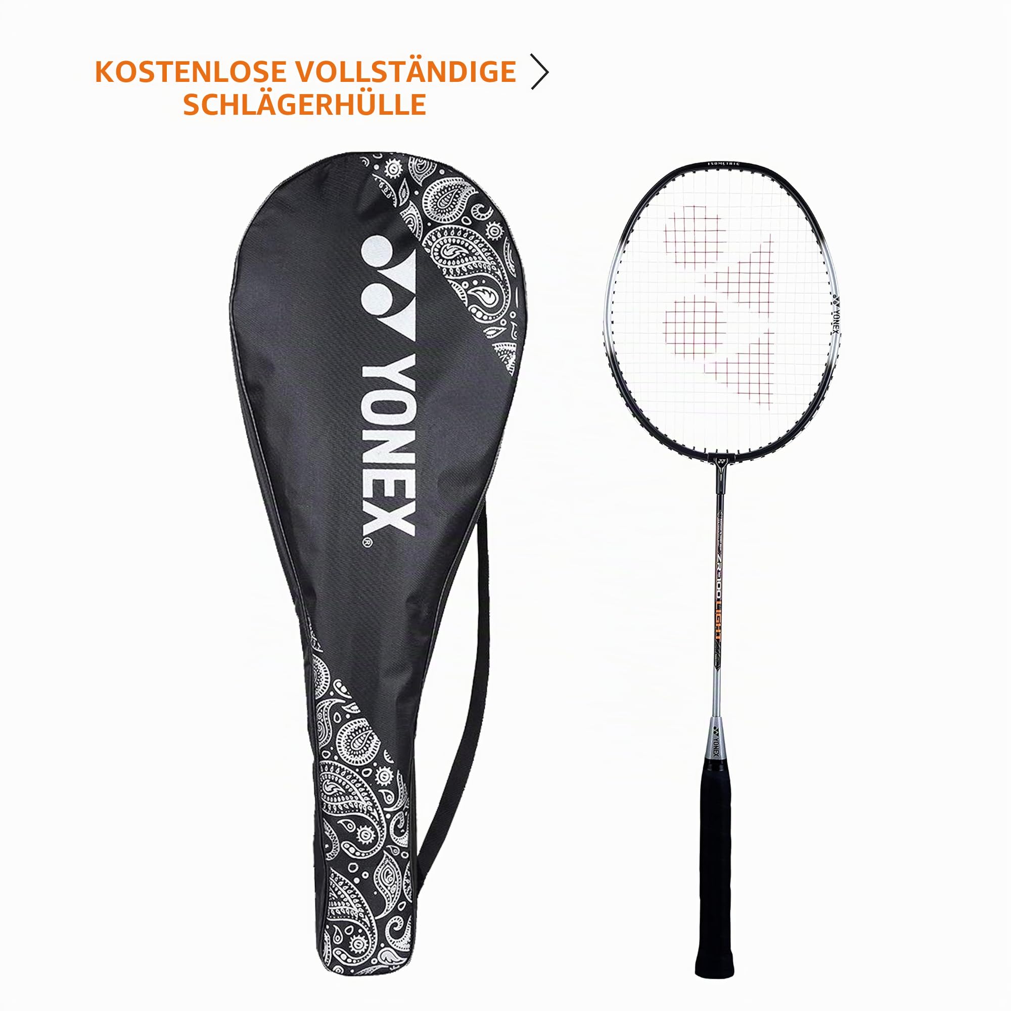 YONEX ZR 100 Badmintonschläger mit kompletter Abdeckung, leichtes Aluminium-Mischgewebe, 2 Stück