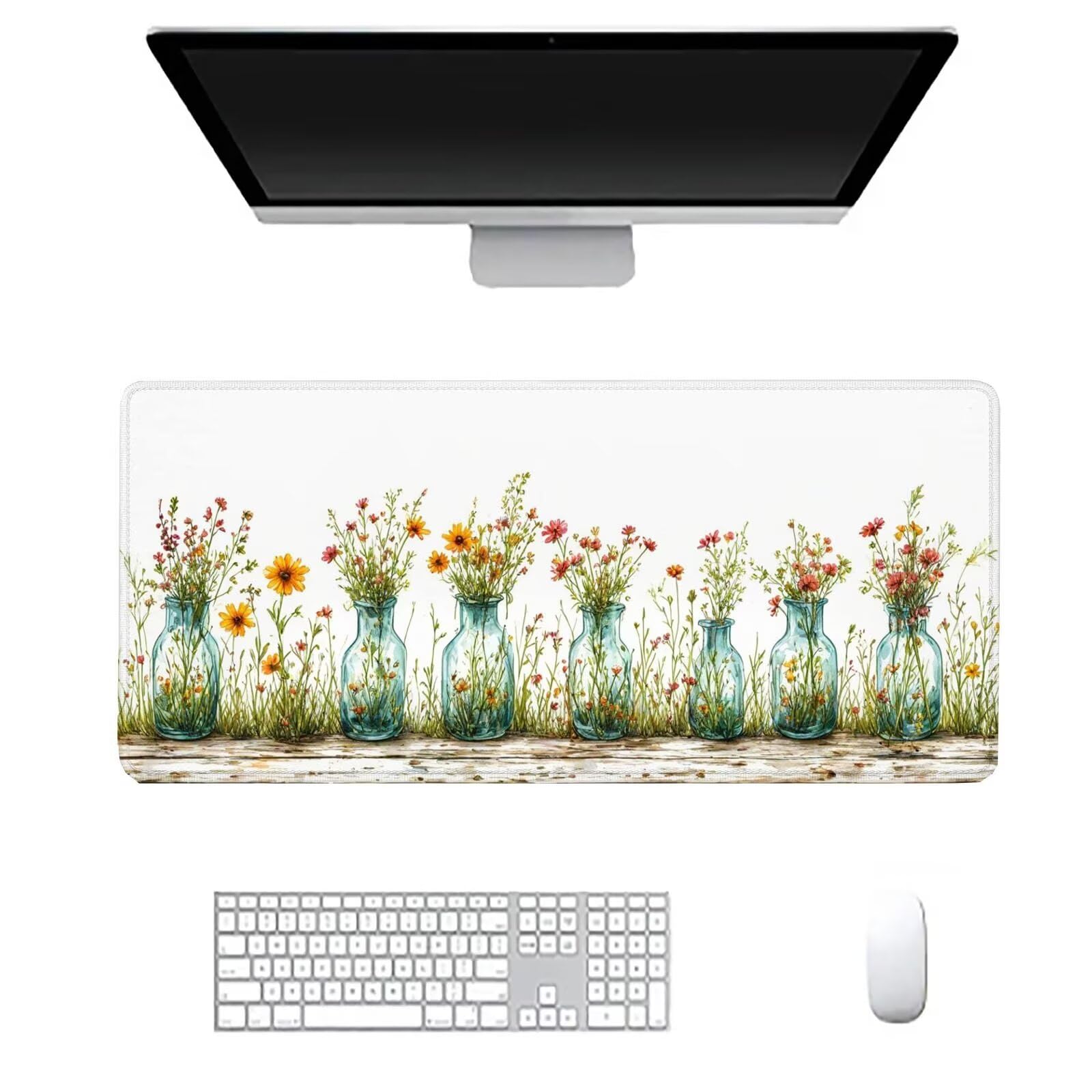 Podkładka pod mysz bukiet duża podkładka na biurko dla graczy stokrotka XXL podkładka pod mysz 1200 x 600 x 3 mm niestandardowa podkładka pod mysz, ochraniacz na biurko do biura domowego Deco J696